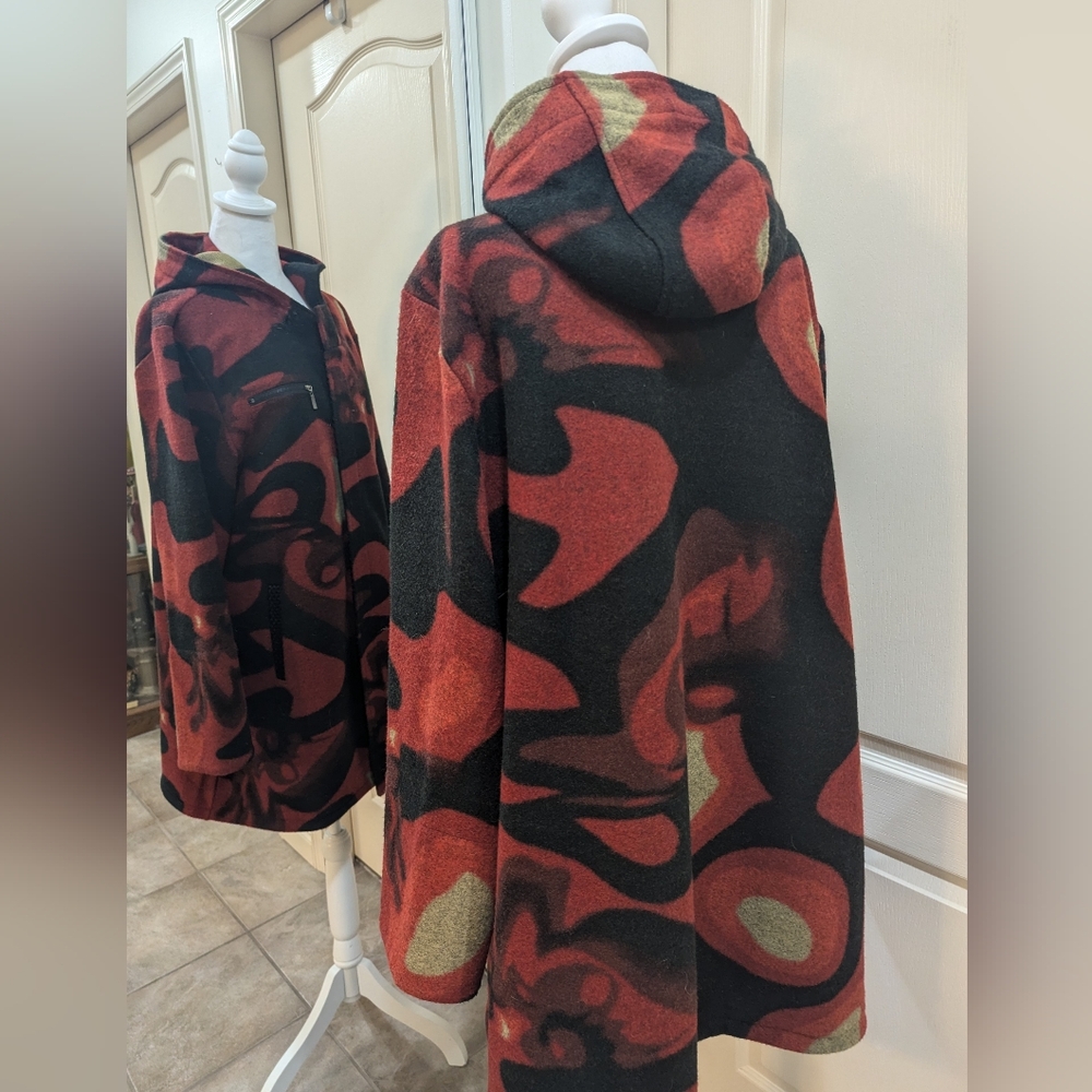 Unique multi colored hooded coat